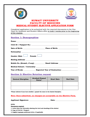 KUWAIT UNIVERSITY FACULTY of MEDICINE MEDICAL  Form