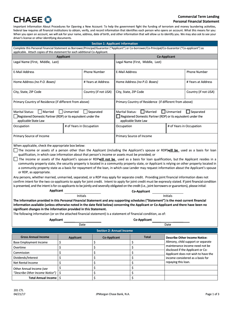  Chase Personal Financial Statement 2017-2024