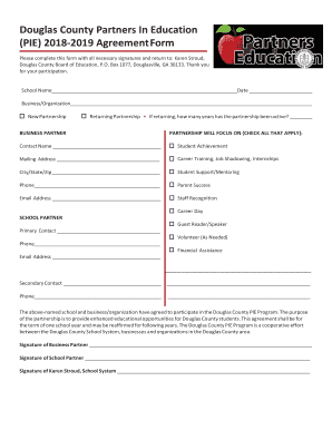 Douglas County Partners in Education PIE  Form