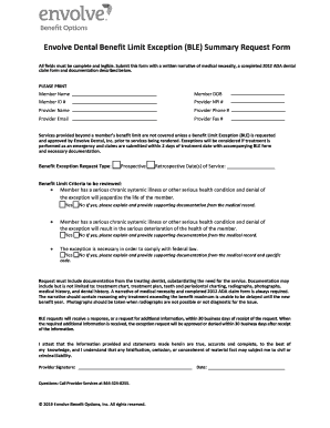 Benefit Limit Exception  Form