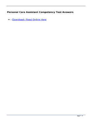 Pca Competency Test Answer Key  Form