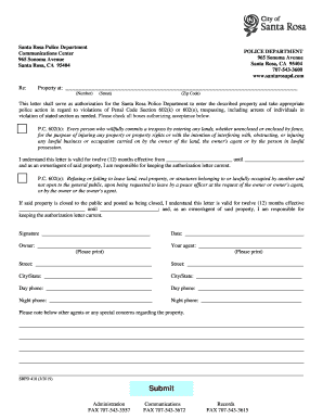 Get and Sign Police Department  PoliceSanta Rosa, CA 2019-2022 Form
