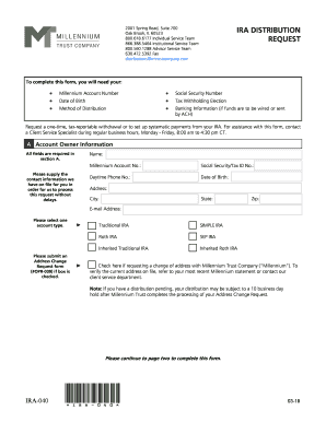 Millennium Trust Distrution Request Form