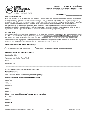 Student Exchange Agreement Proposal Form