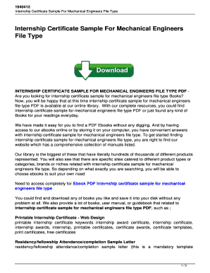 Internship Certificate for Mechanical Engineering Students PDF Form