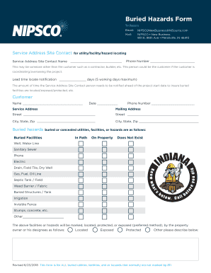 Buried Hazards Form NIPSCO