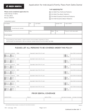  Enrollee Forms Delta Dental for Individuals and Families 2015