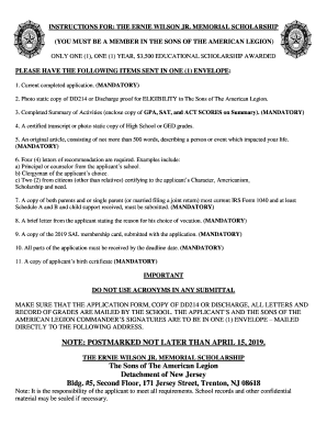  Instructions to the Ernie Wilson Jr  NJ SAL 2019-2024