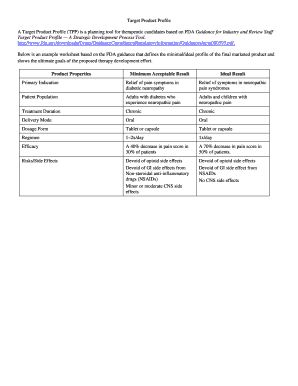 Fda Target Product Profile Template  Form