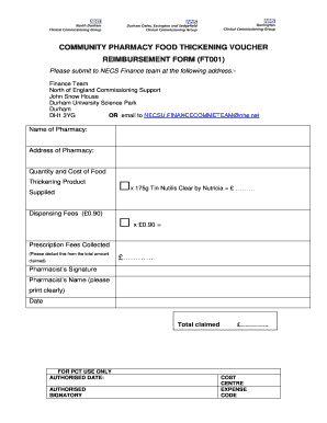 Community Pharmacy Food Thickening Voucher Reimbursement Form