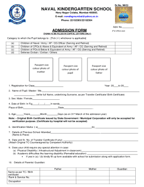 Naval Children School Admission  Form