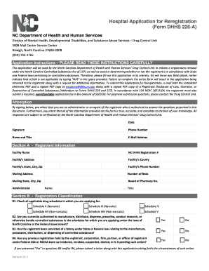 Hospital Application for Reregistration Form DHHS 226 a
