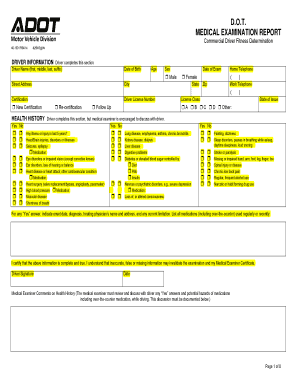 Az Medical Examination Report  Form