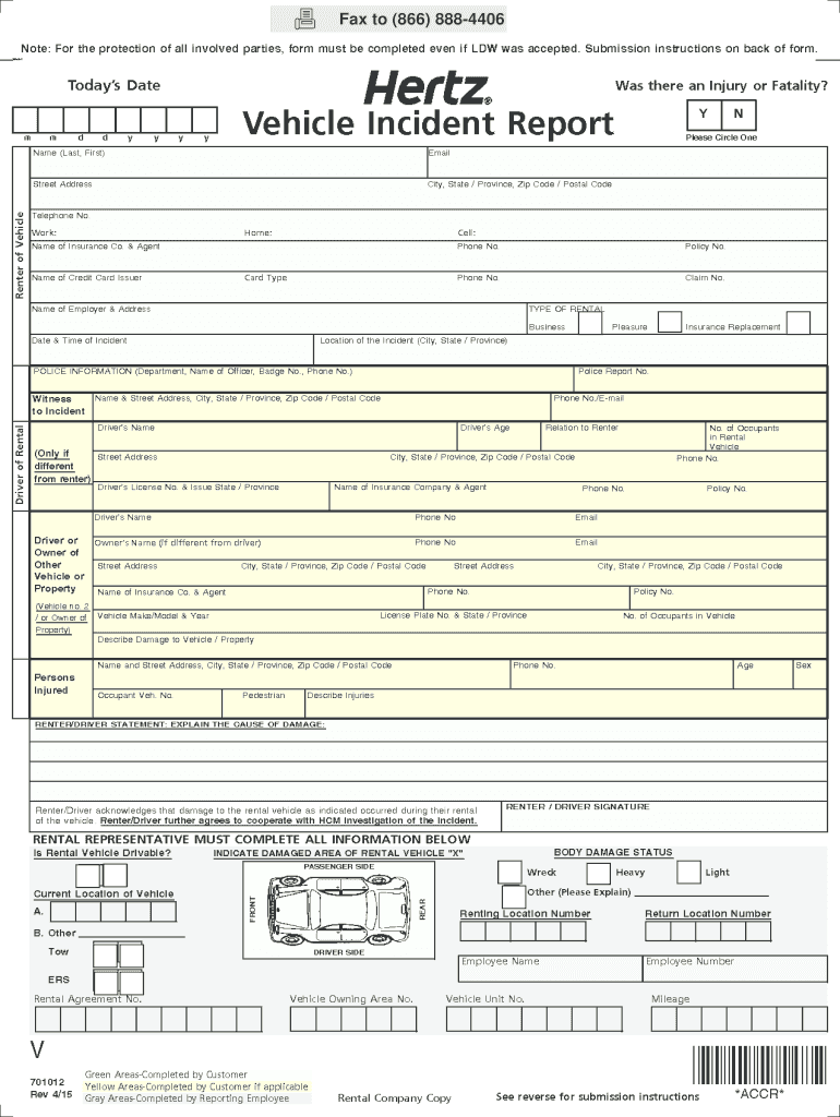  Reporting Accidents to Hertz 2015-2024