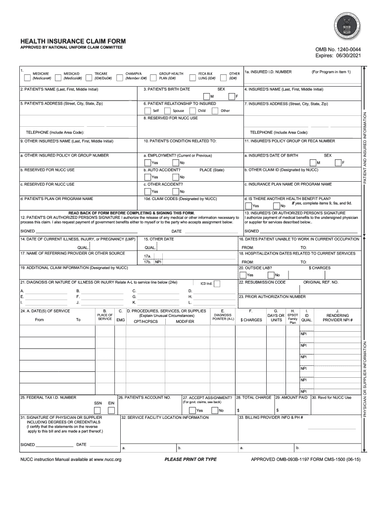 Get and Sign Owcp 1500 2015-2022 Form