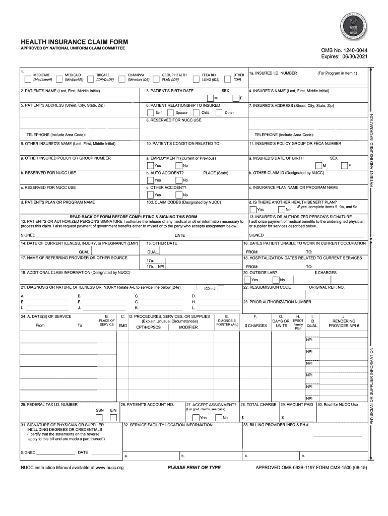  Owcp 1500 2015-2024