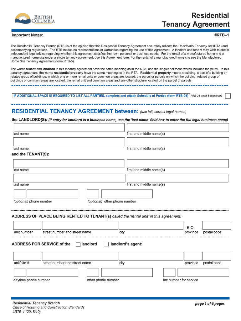 Residential Tenancy Agreement Bc 2018: get and sign the form in seconds