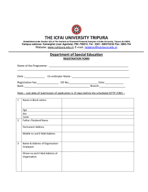 The ICFAI UNIVERSITY TRIPURA  Form