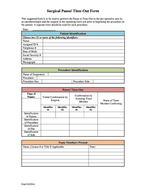 Surgical Pause Time Out Form