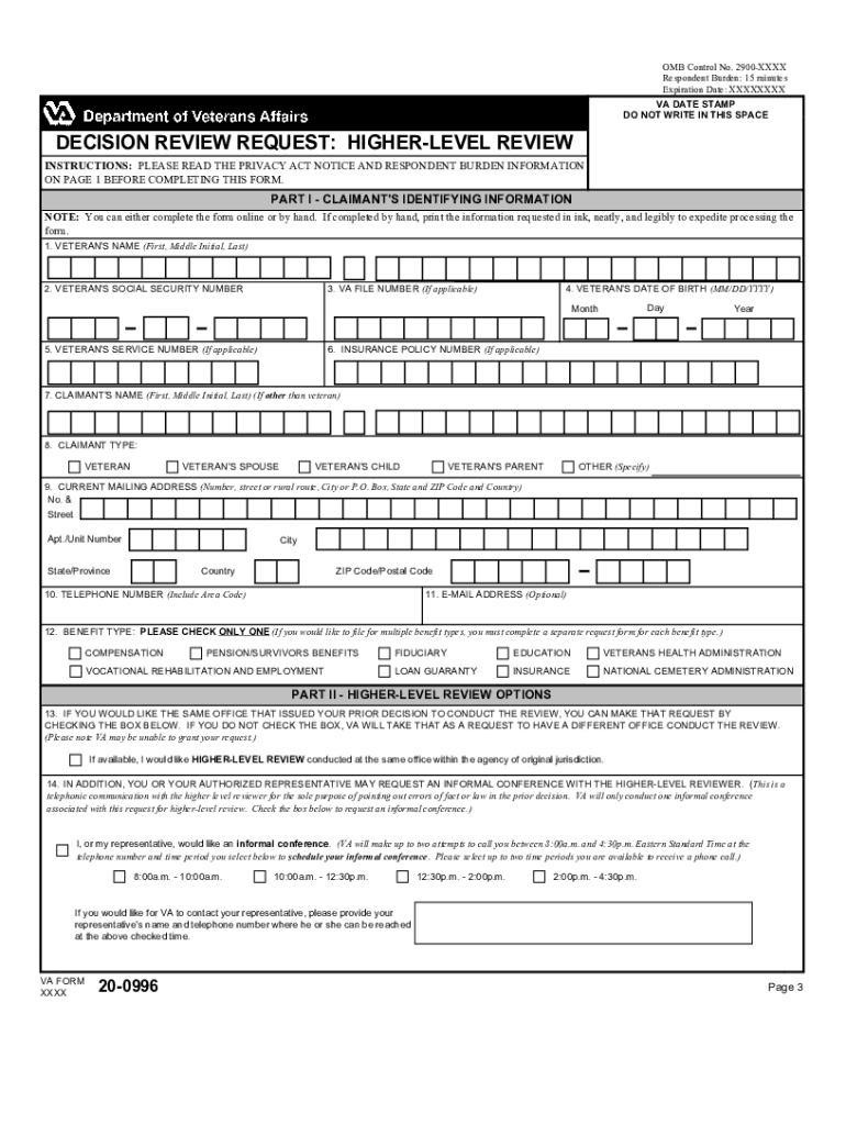 Va Form 20 0996