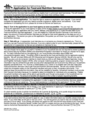  North Carolina Application Food Form 2018