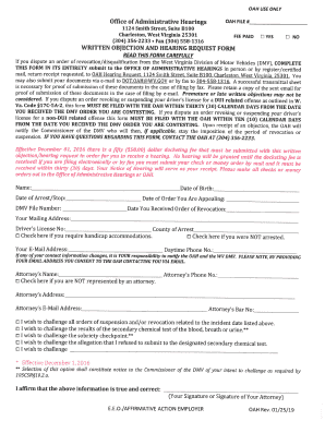  West Virginia Hearing Form 2019-2024