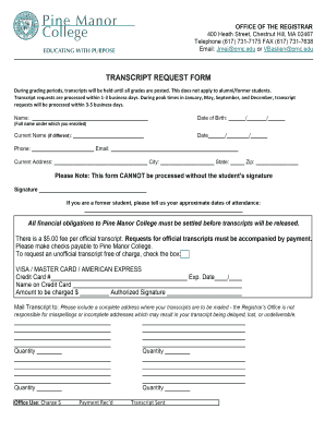 Get and Sign Pine Transcript Request  Form