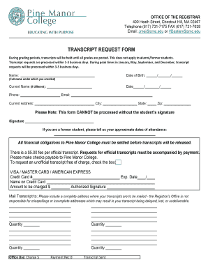 Pine Transcript Request  Form