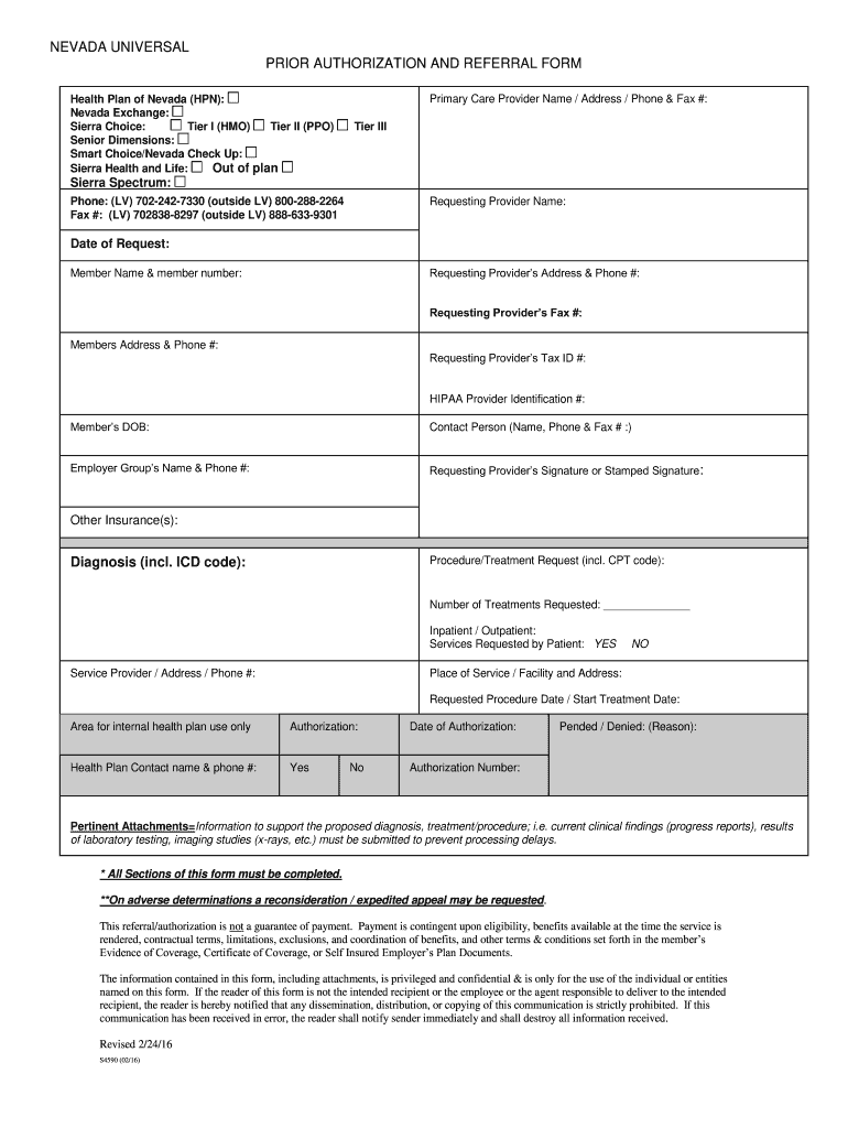  Nv Medicaid Prior Authorization Form 2016-2024