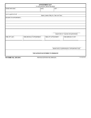 Get and Sign Army Appointment Slip 2015-2022 Form