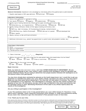 National Hypothesis Generating Questionnaire  Form
