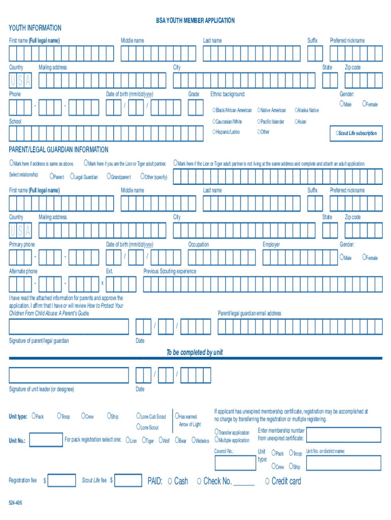 YOUTH APPLICATION  Florida Sea Base  Form