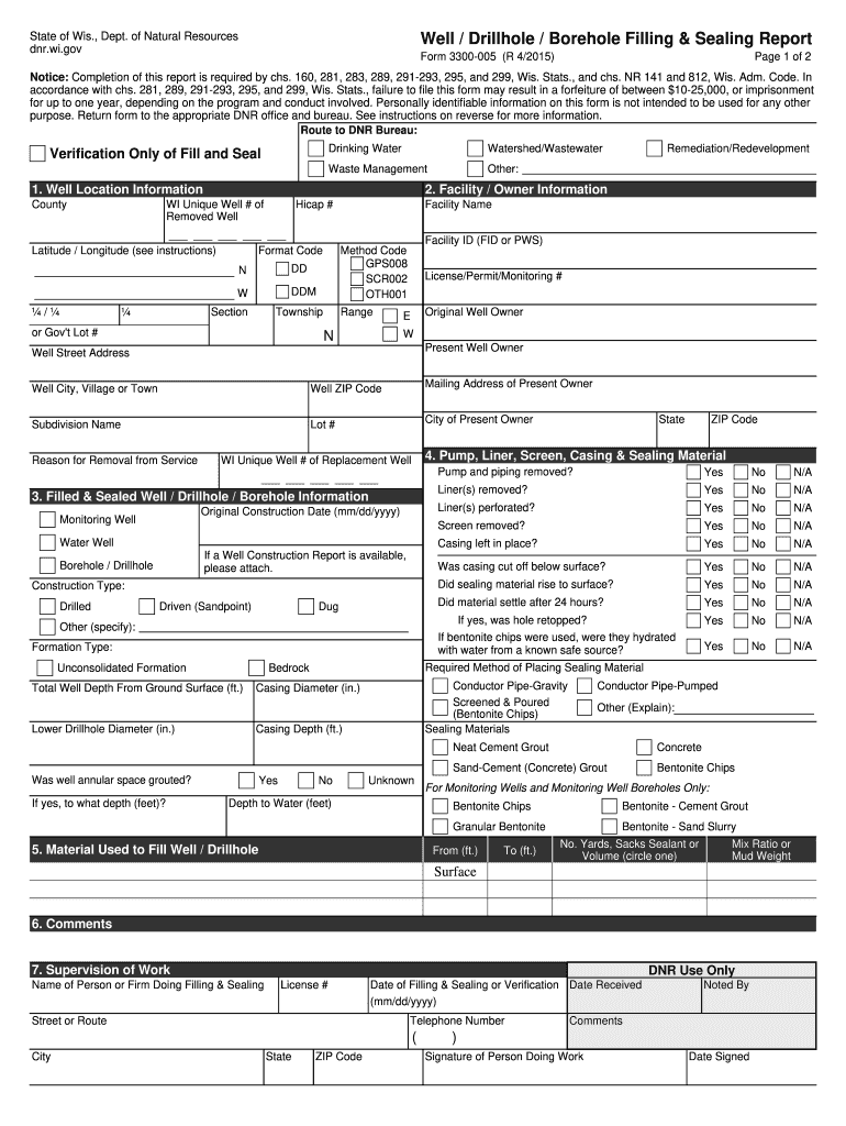 Get and Sign Wisconsin Dnr Well Abandonment Form 2015-2022