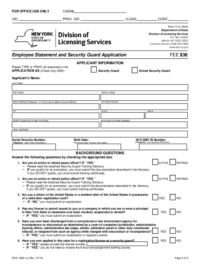  Security License Renewal Form 2019