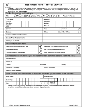 Hse Retirement Form