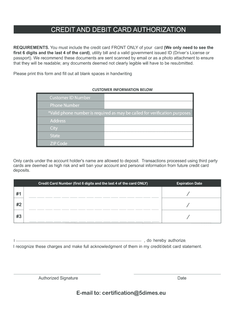 5dimes Authorization Form Print