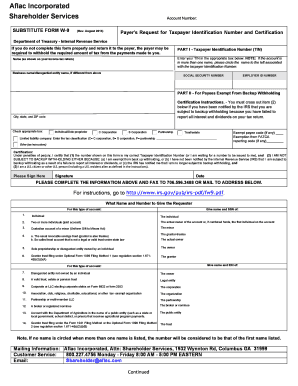  Aflac Form W9 2013-2023