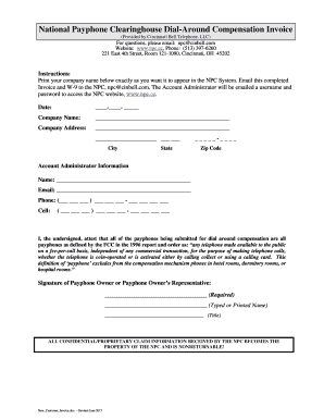 National Payphone Clearinghouse  Form