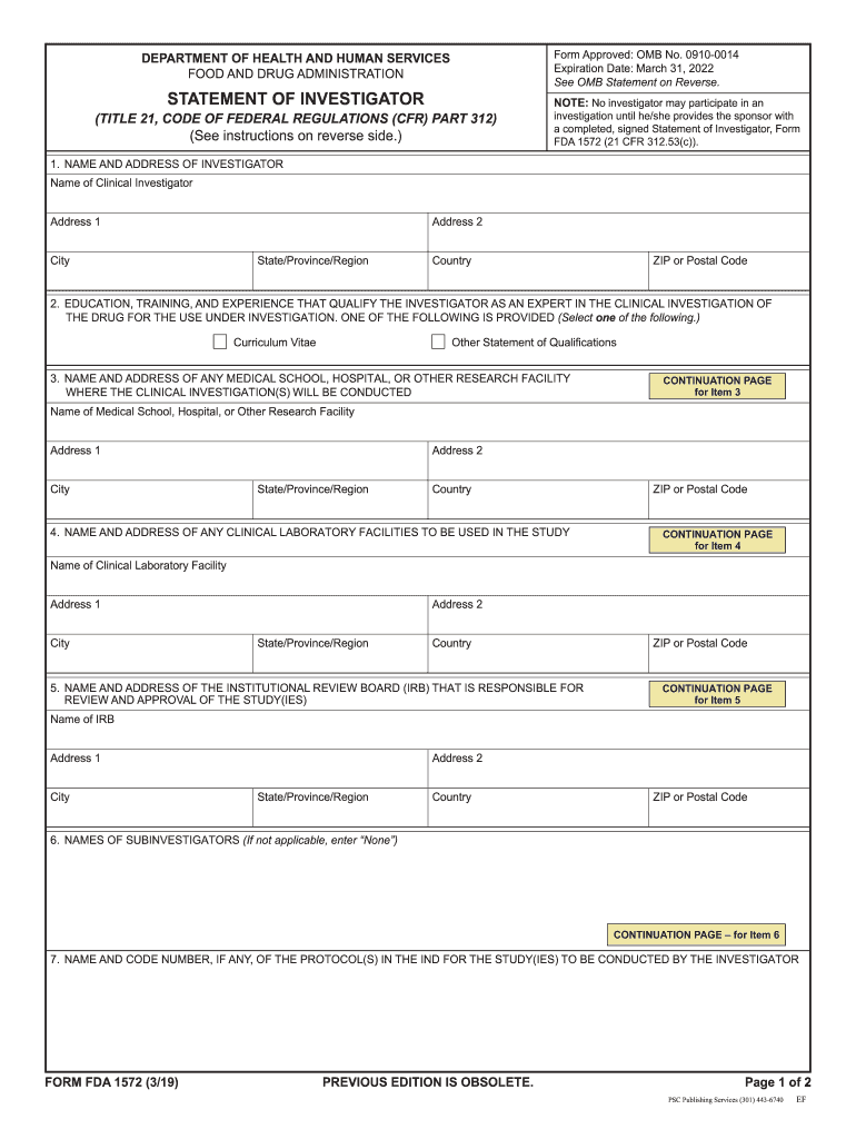  Fda 1572 2019-2024