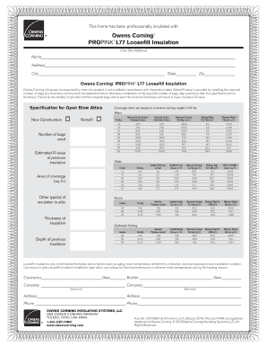 Owens Corning L77 Attic Card  Form