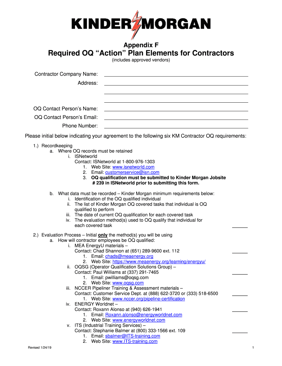  Kinder Morgan Oq 2019