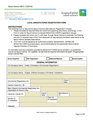 Aramco Vendor Registration  Form