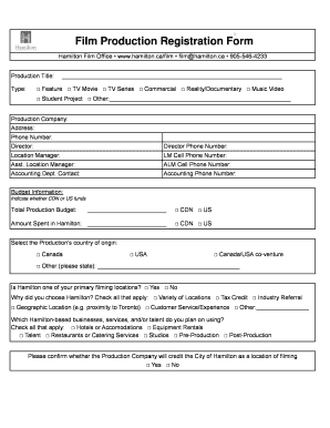 Film Production Registration Form