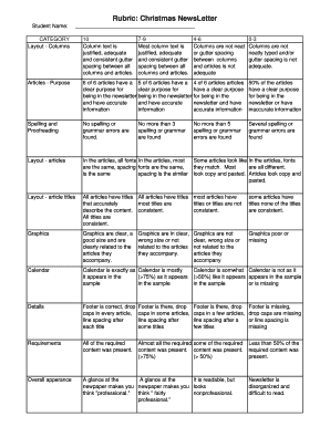 Newsletter Rubric XLS  Form