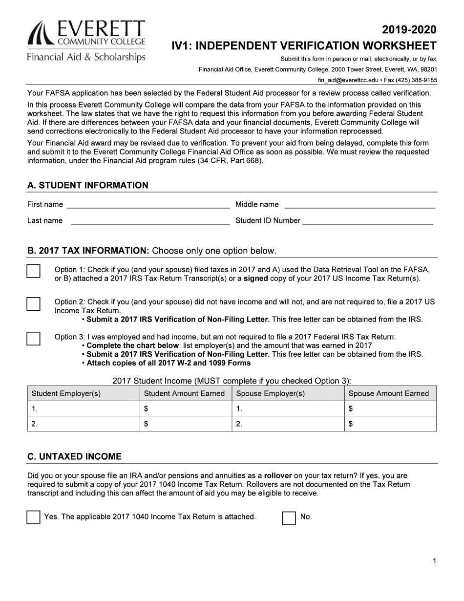  Everett Community College Worksheet 2019