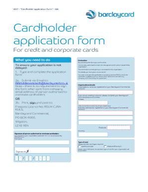 AGT &quot;Cardholder Application Form&quot; GB