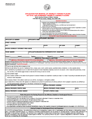  Application for Renewal of Disability Parking Placard or Total and 2019-2024