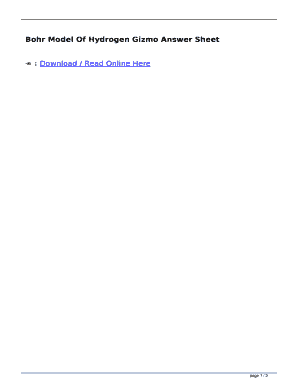 Bohr Model of Hydrogen Gizmo Answer Key  Form