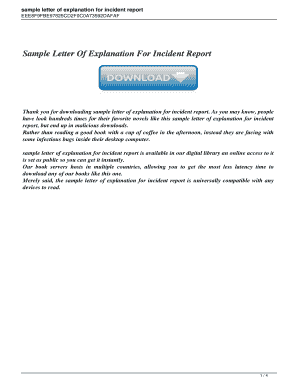 Sample Explanation Letter for Incident Report  Form