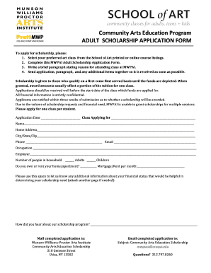 SA CAE Adult Scholarship Application Form